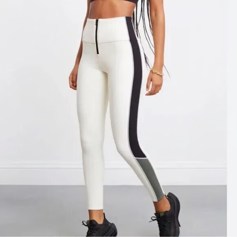 BANDIER SOLID & STRIPED Black and White Grey High-Waisted Leggings XS